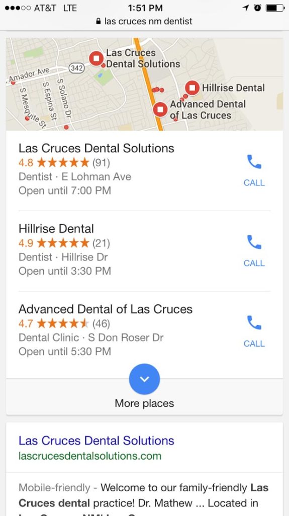 Google Knowledge Graph for Dentists on Mobile