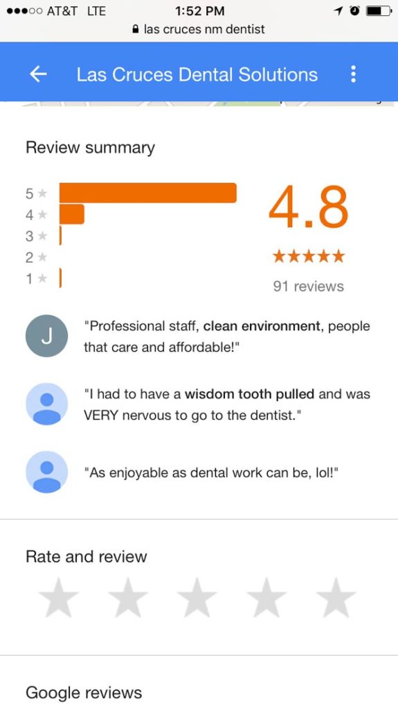 Google Knowledge Graph for Dentists on Mobile