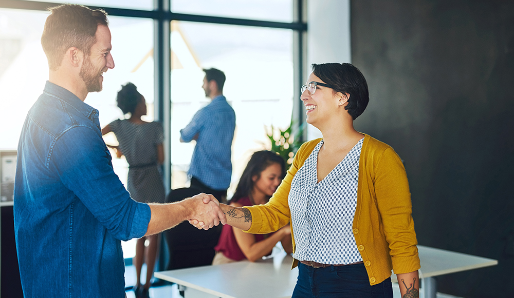 Man and Woman shaking hands