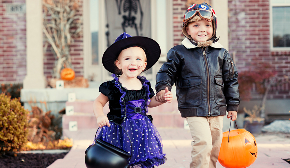 two kids dressed up for halloween