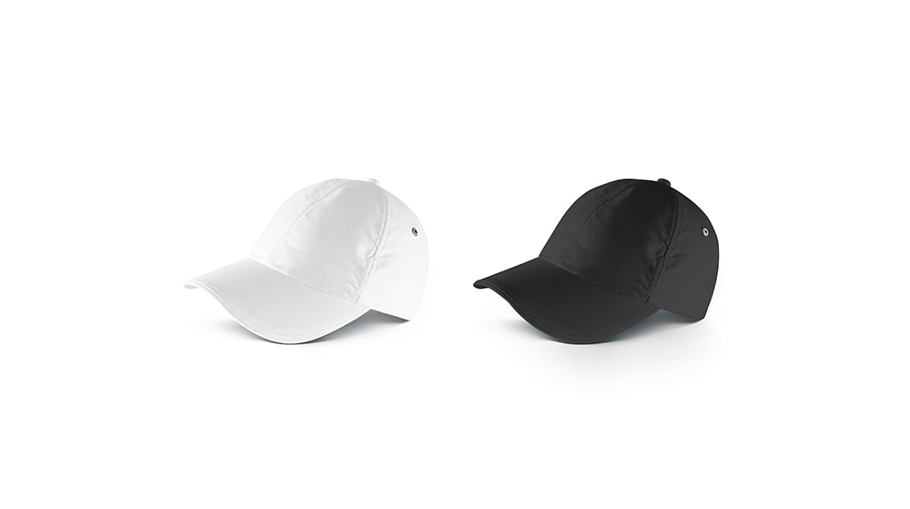 an image of a white and a black baseball cap