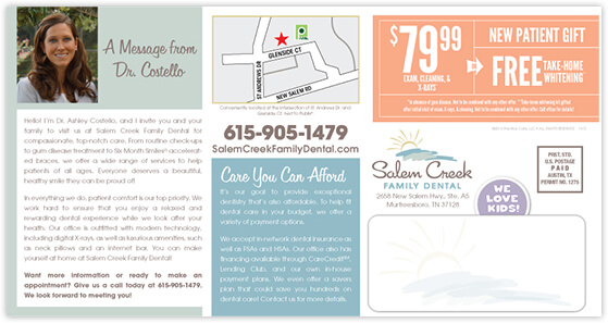 Costello - Salem Creek Family Dental postcard back